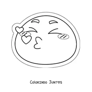 Desenho para colorir de emoji de beijo com coracoes