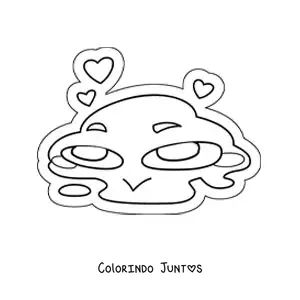 Desenho para colorir de emoji derretido de amor