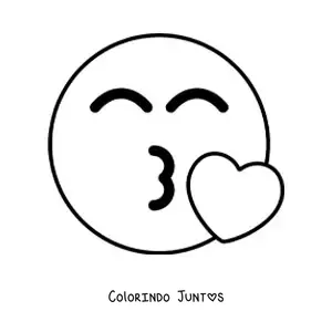 Desenho para colorir de emoji de um beijo facil