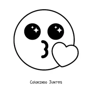 Desenho para colorir de emoji de um beijo kawaii
