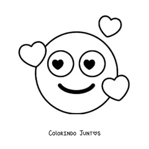 Desenho para colorir de carinha sorridente com coracoes