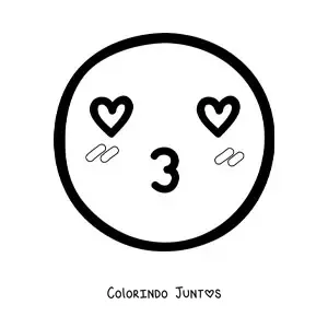 Desenho para colorir de emoji apaixonado kawaii grande