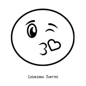 Desenho para colorir de emoji charmoso soprando um beijo