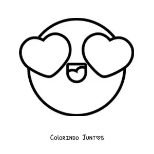 Desenho para colorir de emoji apaixonado com olhos de coracao grandes