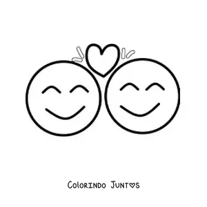 Desenho para colorir de emoji de duas pessoas apaixonadas