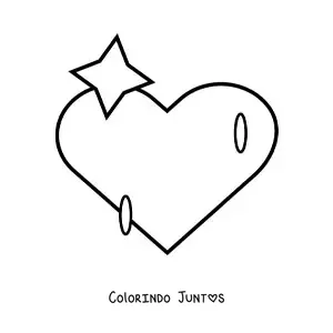 Desenho para colorir de emoji de coracao grande com brilhos