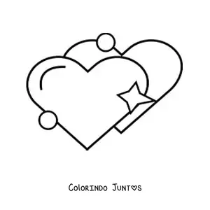 Desenho para colorir de emoji de dois coracoes com brilhos