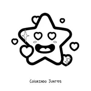 Desenho para colorir de emoji de estrela apaixonada facil com coracoes