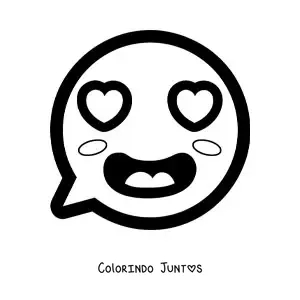 Desenho para colorir de emoji kawaii apaixonado com olhos de coracao