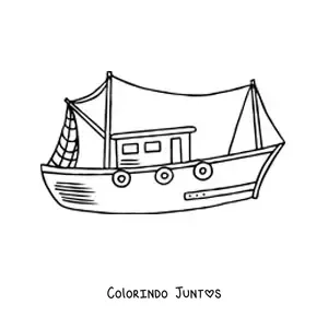 Desenho para colorir de um barco de pesca