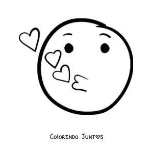 Desenho para colorir de emoji de carinha soprando beijos