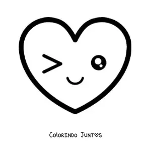 Desenho para colorir de emoji de coracao charmoso kawaii