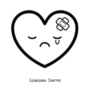 Desenho para colorir de emoji de coracao partido