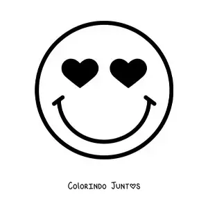 Desenho para colorir de emoji de carinha sorridente apaixonada