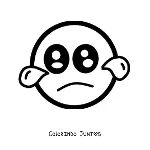 Desenho para colorir de emoji triste kawaii com lagrimas