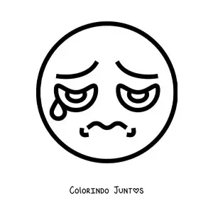 Desenho para colorir de carinha triste com uma lagrima