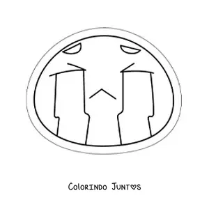 Desenho para colorir de emoji triste kawaii chorando