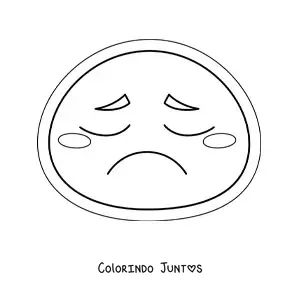 Desenho para colorir de emoji triste kawaii