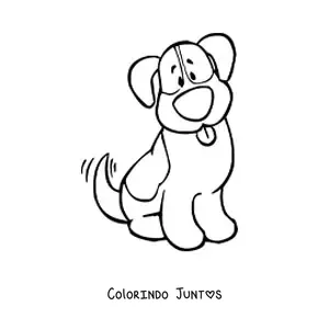 Desenho para colorir de um cachorro com manchas animado sentado balançando o rabo