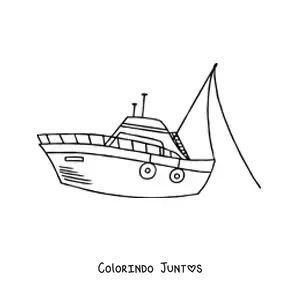 Desenho para colorir de um barco de pesca