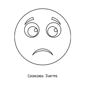 Desenho para colorir de caricatura de emoji triste