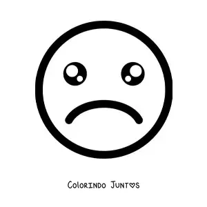 Desenho para colorir de emoji triste kawaii com olhos marejados