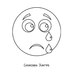 Desenho para colorir de emoji de cara chorando com lagrimas