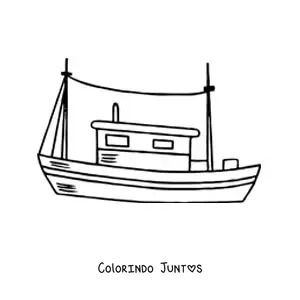 Desenho para colorir de um barco de pesca