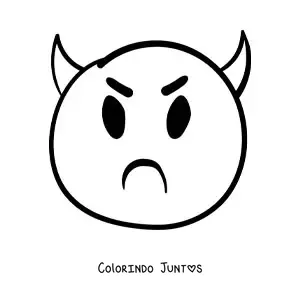 Desenho para colorir de emoji bravo de diabo