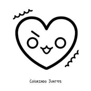 Desenho para colorir de emoji bravo de coracao