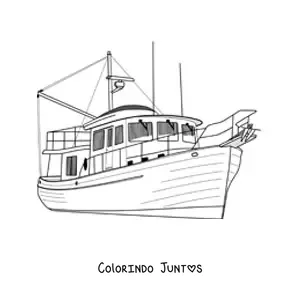 Desenho para colorir de um barco de pesca