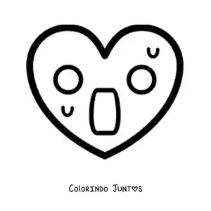Desenho para colorir de emoji de coracao assustado