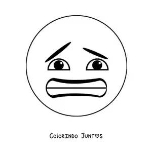 Desenho para colorir de emoji medroso