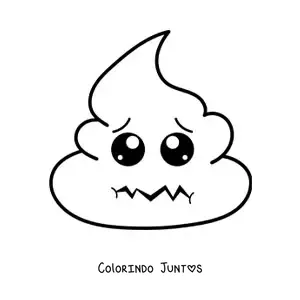Desenho para colorir de emoji de cocozinho animado assustado
