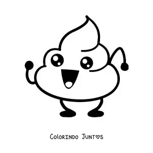 Desenho para colorir de emoji de cocozinho feliz animado dancando