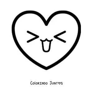 Desenho para colorir de emoji de coracao kawaii feliz