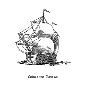 Desenho para colorir de um barco no mar