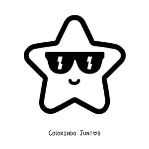 Desenho para colorir de emoji de estrela feliz com oculos de sol