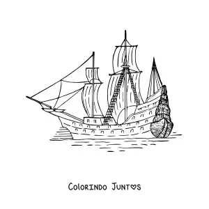 Desenho para colorir de um barco no mar