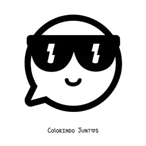 Desenho para colorir de emoji kawaii sorrindo com óculos de sol