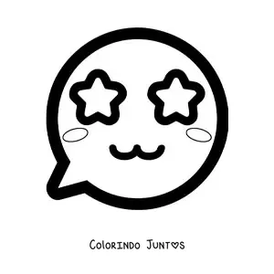 Desenho para colorir de emoji kawaii sorrindo com olhos de estrela