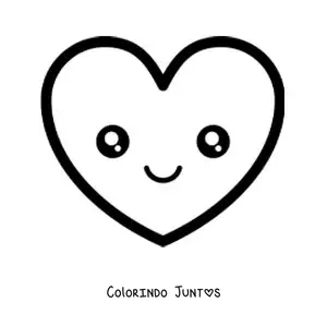 Desenho para colorir de emoji de coração kawaii sorrindo