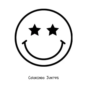 Desenho para colorir de cara feliz grande com olhos de estrela