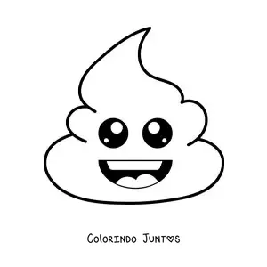 Desenho para colorir de emoji de cocozinho feliz kawaii