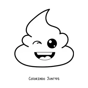 Desenho para colorir de emoji de cocozinho feliz
