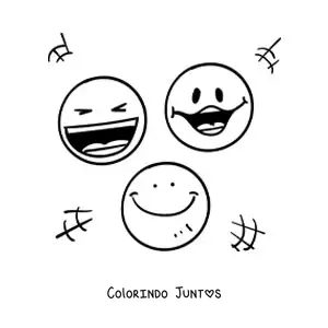 Desenho para colorir de emojis de caras felizes