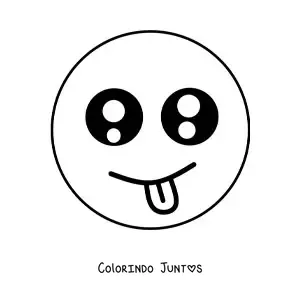 Desenho para colorir de emoticon de carinha feliz kawaii