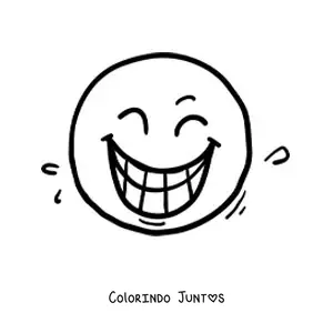 Desenho para colorir de emoticon de cara rindo