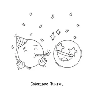 Desenho para colorir de emoji de festa de aniversário