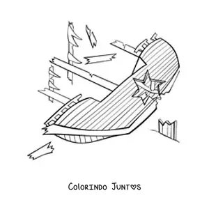 Desenho para colorir de um naufragio